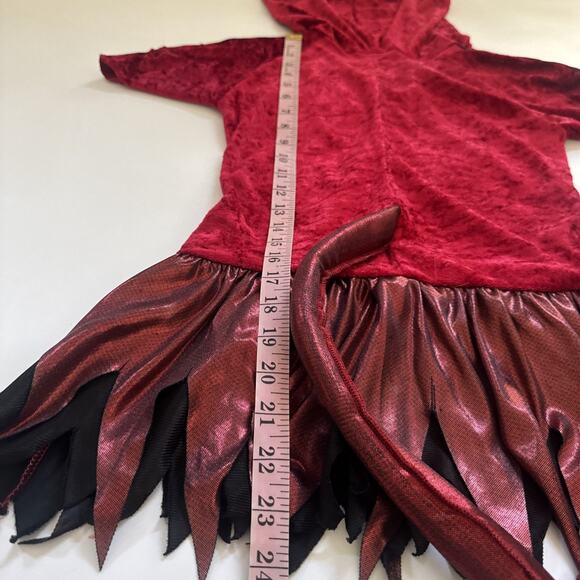 Halloween Costume Velvet Hooded Devil Dress Kids Girls Small Dress Up - Picture 8 of 11